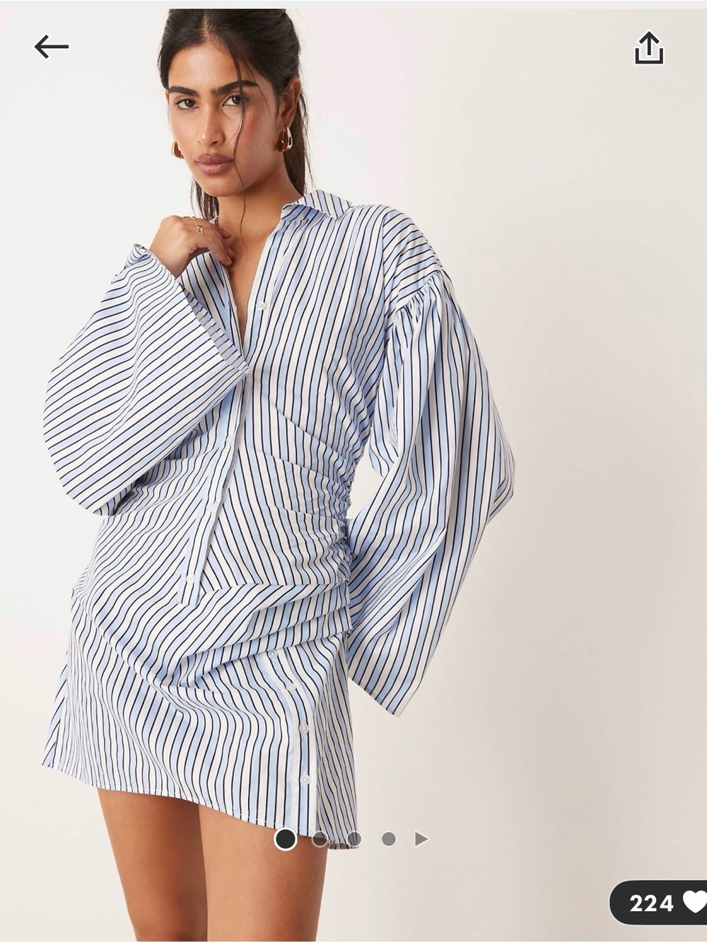 ASOS Blue & White Striped Mini Shirt Dress